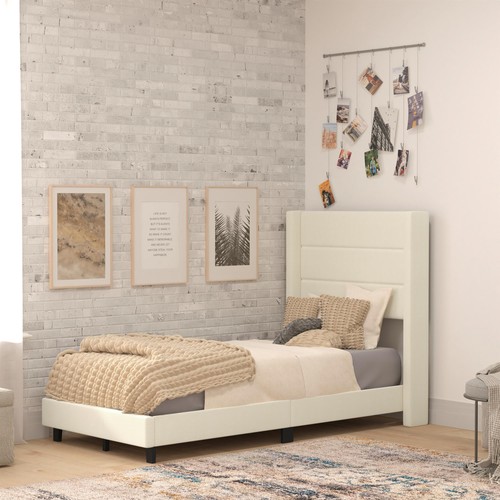 Twin size upholstered platform - size,