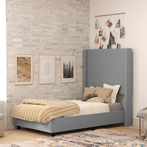 Twin size upholstered platform - size,